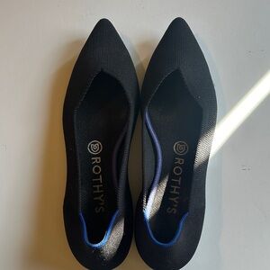 Rothy's Black Flats with Blue Trim